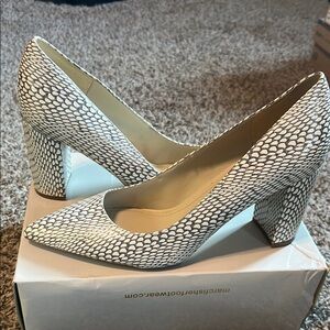 Marc Fisher White Textured Heels